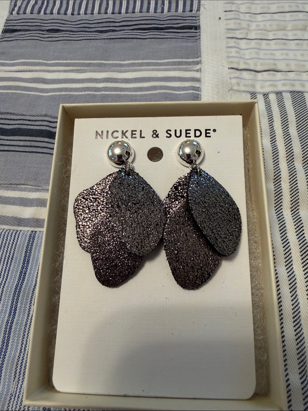 NWT Nickel and Suede earrings